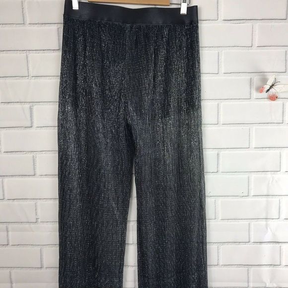 Bebop Metallic Palazzo Wide Leg Pants Sheer - Picture 8 of 8